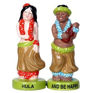 Hula and Be Happy Dancers Salt and Pepper Shaker Set